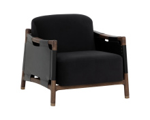 Sunpan 112133 - Calloway Lounge Chair - Antique Brown - Abbington Black / Onyx Leather